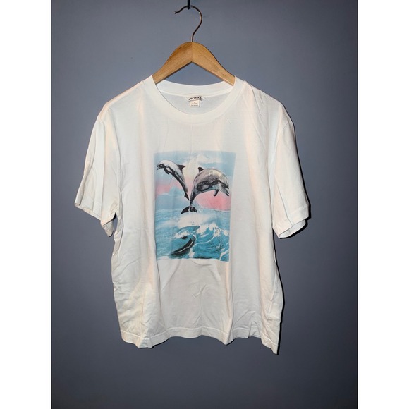 Monki Other - Monki White Dolphin Ocean Graphic Print T-Shirt Mens Medium Relaxed Crewneck